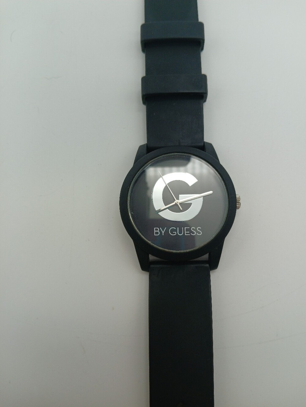 G by GUESS Black Logo Silicone Strap Watch